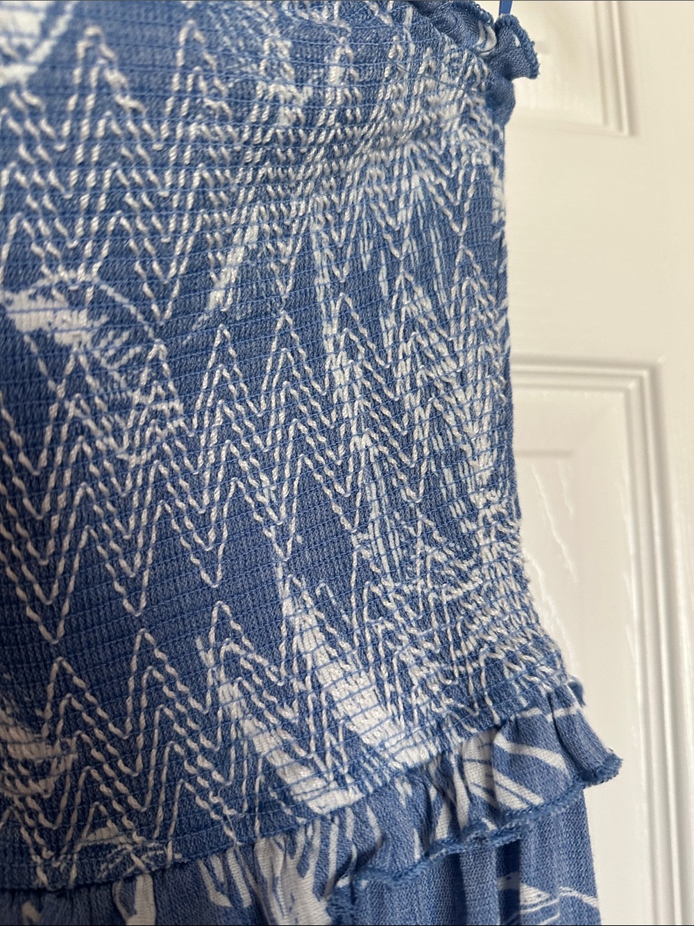 Blue Floral Strapless Jumper (Francesca’s) - Picture 4 of 6